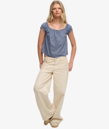 Top Intessuto con Mezza Abbottonatura a Maniche Corte Image 3