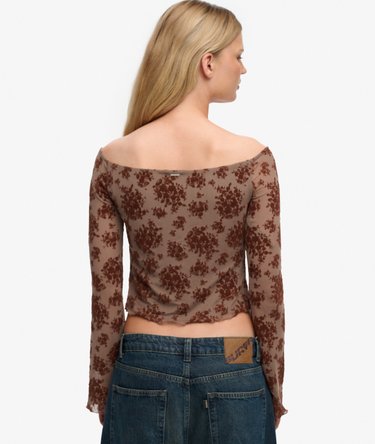 Top de Manga Larga de Malla con Flocado Image 5