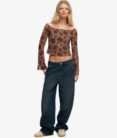 Top de Manga Larga de Malla con Flocado Image 3