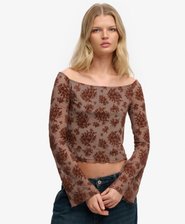 Top de Manga Larga de Malla con Flocado