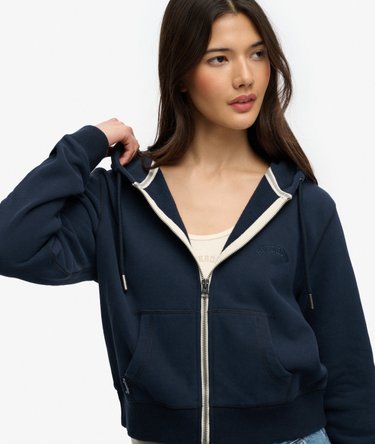Essential Logo Cropped Zip Hoodie Image 2