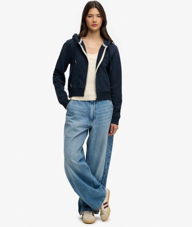 Essential Logo Cropped Zip Hoodie Image 3