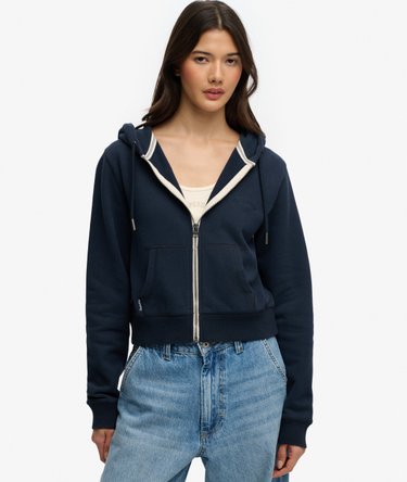 Essential Logo Cropped Zip Hoodie Image 1