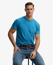 Klassisches Baumwoll-Leinen T-Shirt mit Tasche