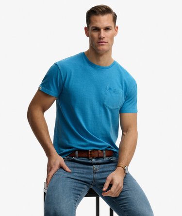 Klassisches Baumwoll-Leinen T-Shirt mit Tasche Image 2