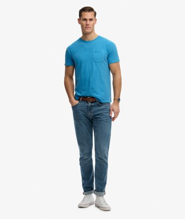 Klassisches Baumwoll-Leinen T-Shirt mit Tasche Image 3