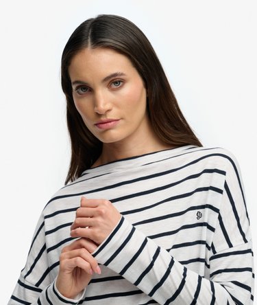 Studios Boat Neck Slub Long Sleeve Top Image 4