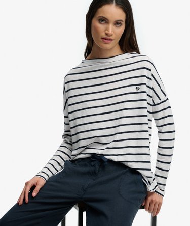 Studios Boat Neck Slub Long Sleeve Top Image 2
