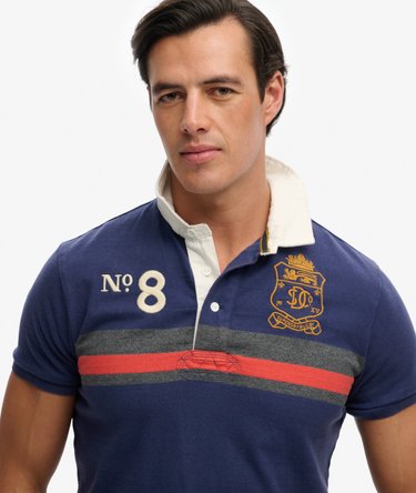 Double Emblem Jersey Short Sleeve Rugby Polo Top Image 4