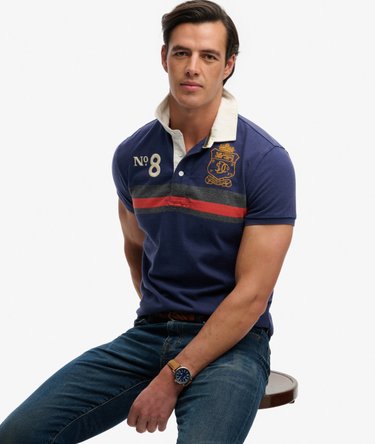 Double Emblem Jersey Short Sleeve Rugby Polo Top Image 2