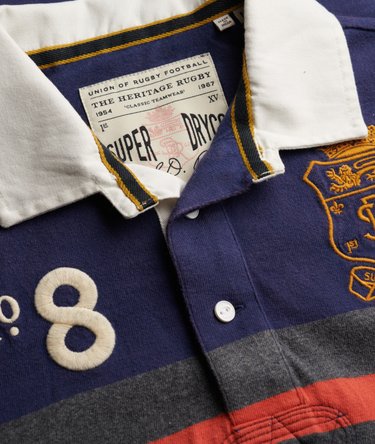 Double Emblem Jersey Short Sleeve Rugby Polo Top Image 6