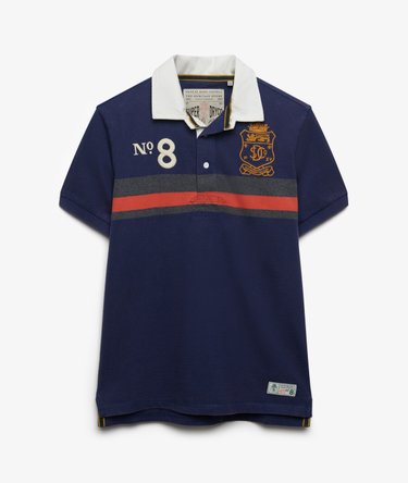 Double Emblem Jersey Short Sleeve Rugby Polo Top Image 7