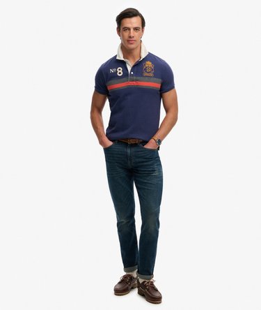 Double Emblem Jersey Short Sleeve Rugby Polo Top Image 3