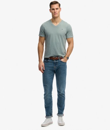 Katoenen Linnen V-hals T-shirt Relaxed Pasvorm Image 3