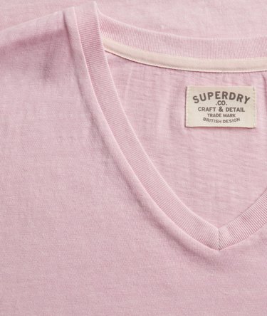 T-shirt Col V en Coton et Lin Image 6