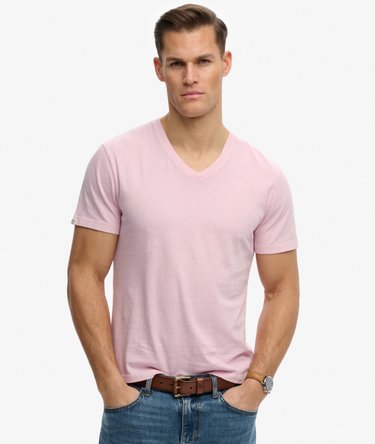 T-shirt Col V en Coton et Lin Image 1