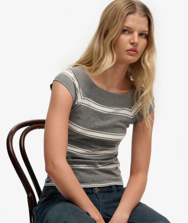 Athletic Off Shoulder Pattern Top Image 2