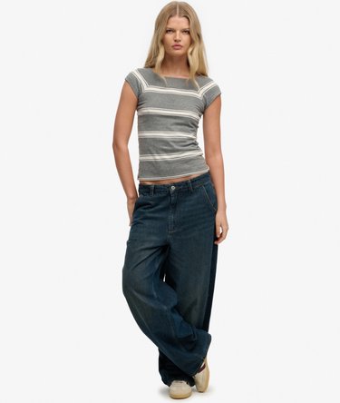 Athletic Off Shoulder Pattern Top Image 3