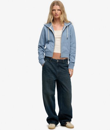 Essential Logo Cropped Zip Hoodie Image 3