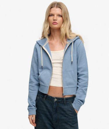 Essential Logo Cropped Zip Hoodie Image 1