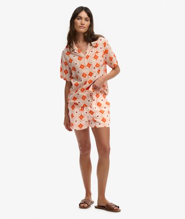 Short de plage imprim&eacute; en coton Image 1