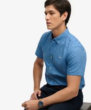 Chemise &agrave; manches courtes en coton et lin