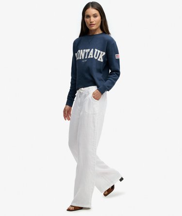 Linen Low Rise Pants Image 3