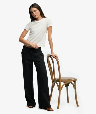 Linen Low Rise Pants Image 2
