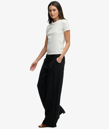 Linen Low Rise Pants Image 5