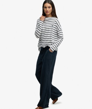 Linen Low Rise Pants Image 3