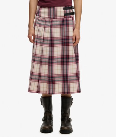 Check Pleated Midi Skirt Image 3