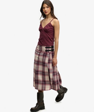 Check Pleated Midi Skirt Image 5
