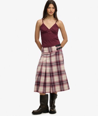Check Pleated Midi Skirt Image 1
