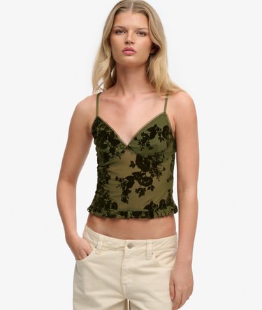 Flockprint Mesh Cami Top Image 1