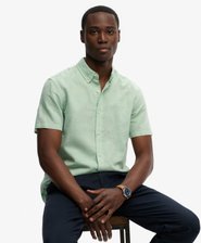 Chemise &agrave; manches courtes en coton et lin