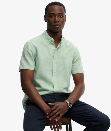 Chemise &agrave; manches courtes en coton et lin Image 2