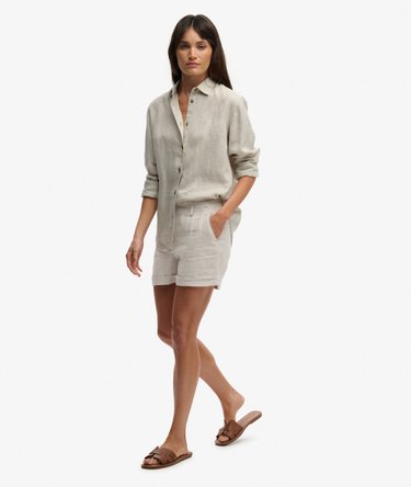 Short en lin taille mi-haute Image 2