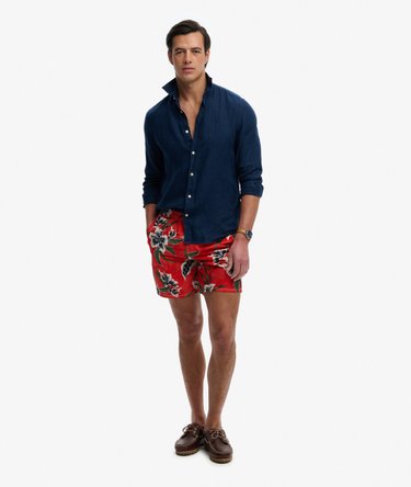 Hawaiian Print 16-inch Swim Shorts Image 3