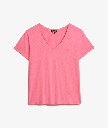 Slub Embroidered V-Neck T-Shirt Image 6