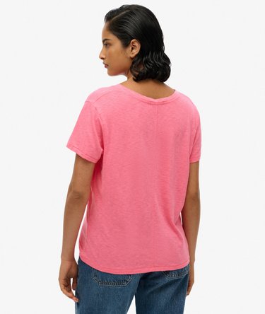 Slub Embroidered V-Neck T-Shirt Image 5