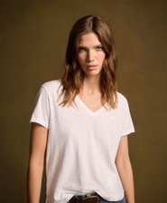 V-halset T-skjorte i slubb med brodert logo