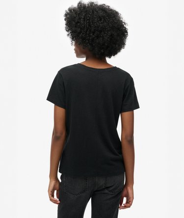 T-shirt flamm&eacute; &agrave; logo brod&eacute; et col V Image 5