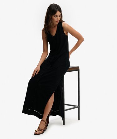 Robe Maxi en Jersey &agrave; D&eacute;tail &Eacute;chelle Image 2