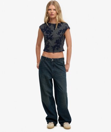 Top de manga corta de malla con flocado Image 3