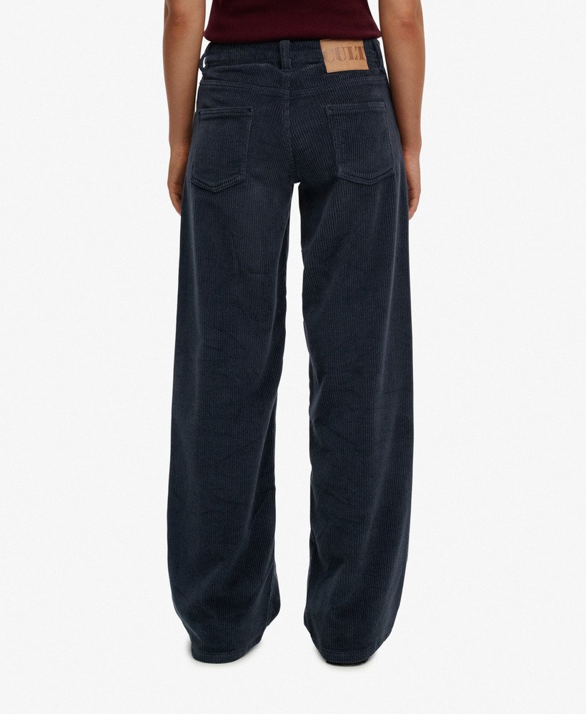 womens Mid Rise Baggy Jumbo Cord Pants in Eclipse Navy | Superdry