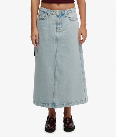 Denim Cargo Maxi Skirt Image 4