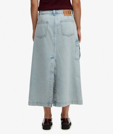 Denim Cargo Maxi Skirt Image 5