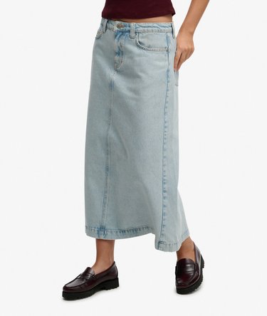 Denim Cargo Maxi Skirt Image 2