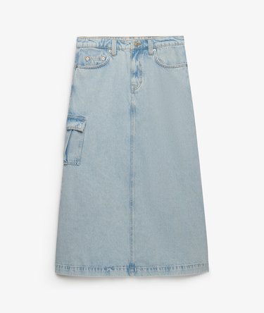 Denim Cargo Maxi Skirt Image 8