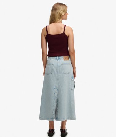 Denim Cargo Maxi Skirt Image 6